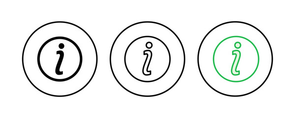 Info sign icon set. about us icon vector. Faq icon