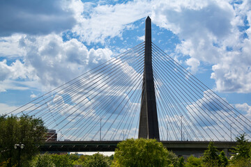 Obraz premium Leonard P. Zakim Bunker Hill Memorial Bridge, Boston, Massachusetts, USA