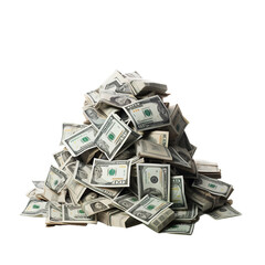 stack of dollars money on transparent background PNG image - obrazy, fototapety, plakaty