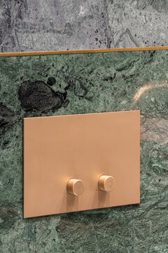 Closeup shot of push buttons in shower