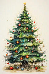 Whimsical Watercolor Christmas Tree 66