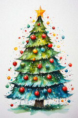 Whimsical Watercolor Christmas Tree 97
