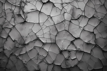 Black and white photo of a cracked concrete surface