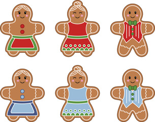 Decorated Gingerbread Cookies Clipart - Woman and Man