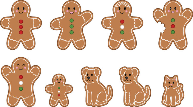 Gingerbread Cookies Clipart with Man, Woman and Pets