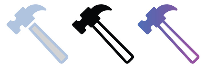 Claw hammer icon, logo, handyman tool for home repair, construction, vector illustration isolated on white background