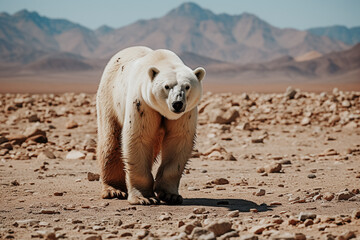Ours polaire blanc dans le désert