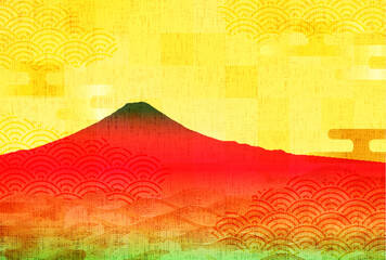 富士山　和柄　年賀状　模様　背景