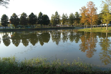 autumn landscape river lake photo