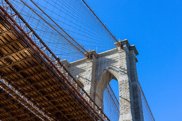 Brooklyn Bridge in New York City is an excellent example of architectural detail historic scenery