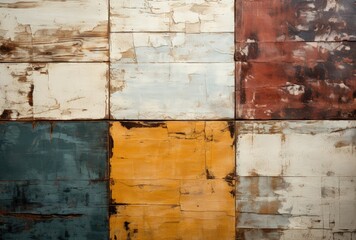 Rustic and Aged Wooden Squares in Artistic Pattern