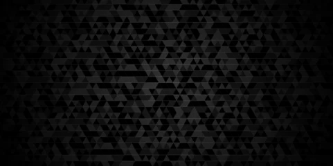 Foto op Canvas Modern abstract seamless geometric low poly black and gray pattern background. Geometric print composed of triangles. Black and gray wall rough triangle tiles pattern mosaic background. © MdLothfor