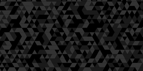 Modern abstract seamless geometric low poly black and gray pattern background. Geometric print composed of triangles. Black and gray wall rough triangle tiles pattern mosaic background. - obrazy, fototapety, plakaty