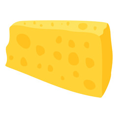 Yellow Swiss cheese or emmental cheese flat color icon for food apps and websites