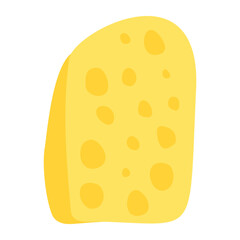 Yellow Swiss cheese or emmental cheese flat color icon for food apps and websites