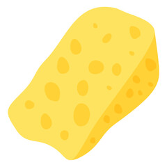Yellow Swiss cheese or emmental cheese flat color icon for food apps and websites