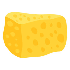 Yellow Swiss cheese or emmental cheese flat color icon for food apps and websites