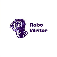 robot writer mascot logo