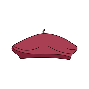 Kids drawing Cartoon Vector illustration beret hat Isolated on White Background