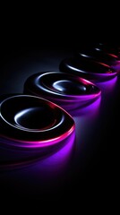 A row of speakers that are glowing in the dark.