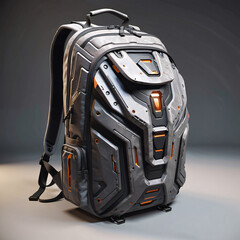 Fototapeta premium Futuristic backpack design concept. Technology in your shoulders