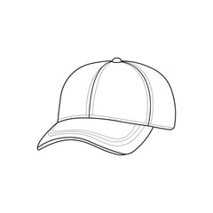 Hand drawn Kids drawing Cartoon Vector illustration baseball cap Isolated on White Background