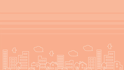 ビルと家が並んだ街並の風景、背景素材