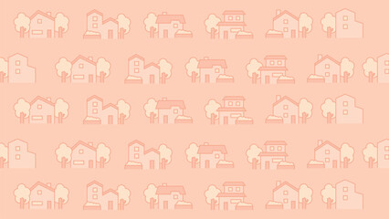 たくさんの家、住宅が並んだイラスト背景素材