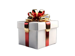white gift box with ribbon isolated on white for christmas -transparent png for christmas