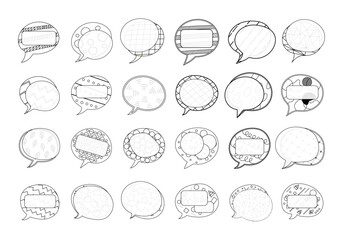 ポップな模様のスピーチバブル、線画、幾何学模様