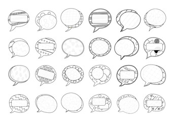 ポップな模様のスピーチバブル、線画、幾何学模様、PNG