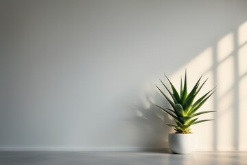 blurred shadow from Aloe Vera on the wall minimal abstract background for product