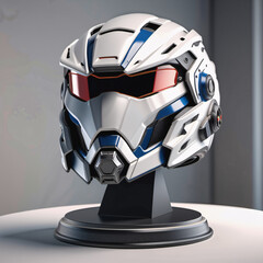 Fototapeta premium mecha robotic concept futuristic bike motorcycle full face helmet