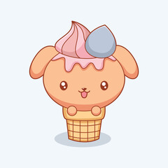 Cute Ice Cream Character Design Illustration