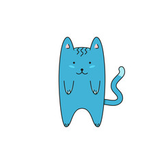 Cute cat. Animal cartoon character design. Kawaii. Vector Illustration.