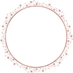 Rose Gold Circle Frame with Rose gold stars Sparkling clipart icon design 2