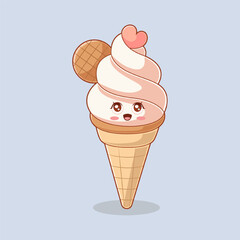 Cute Ice Cream Character Design Illustration