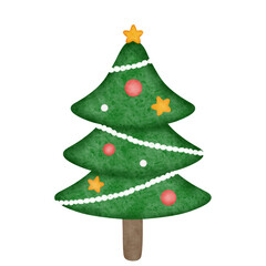 Christmas Tree Watercolor Illustration