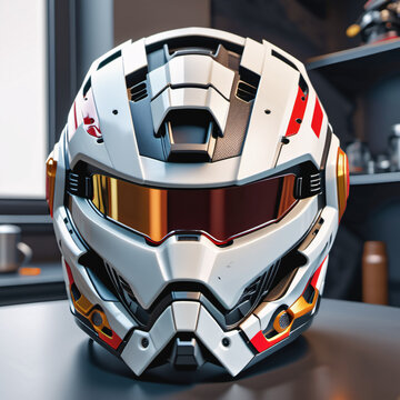 mecha concept futuristic bike motorcycle full face helmet