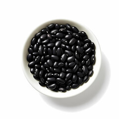Bowl of Black Beans on a White Background. Generative AI