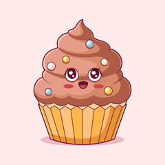 Cute Cupcake Character Design Illustration