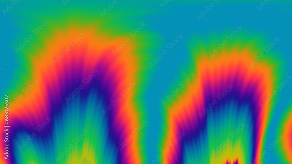 Poster vibrant and trippy backdrop adorned with neon-hued glitched patterns, enhanced by a captivating pola