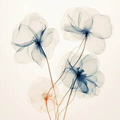 A minimalist watercolor of transparent flowers 