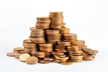 Stack of coins isolated on white background