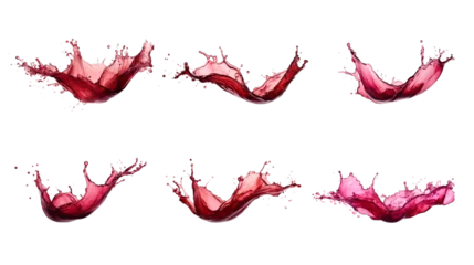 Rolgordijnen Collection of PNG. Delicious red wine splash isolated on a transparent background. © morepiixel
