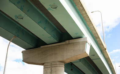 highway overpass under golden sunset, symbolizing urban connectivity and modern transportation infrastructure