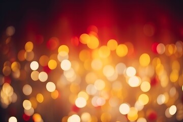 blurred christmas lights bokeh background, holiday illumination and decoration, golden red and white festive lightbulbs out focus, backdrop banner texture with copy space for text