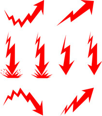 red arrow lightning icon - obrazy, fototapety, plakaty