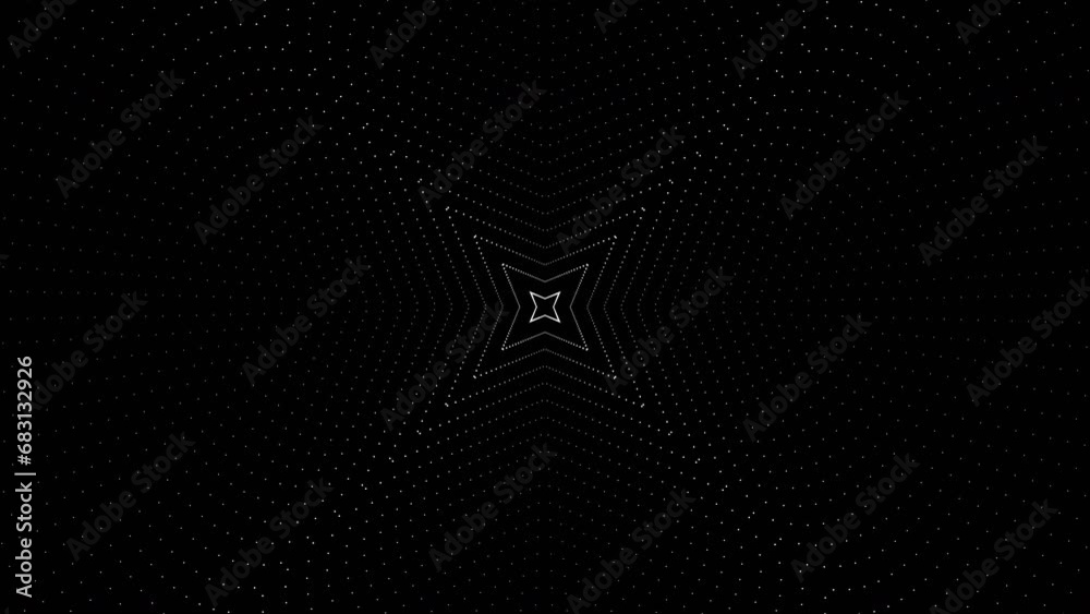 Poster 3d space effect with pattern of dots. animation. hypnotic effect of immersion in animation with patt