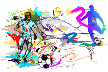  action football sport art and brush strokes style.